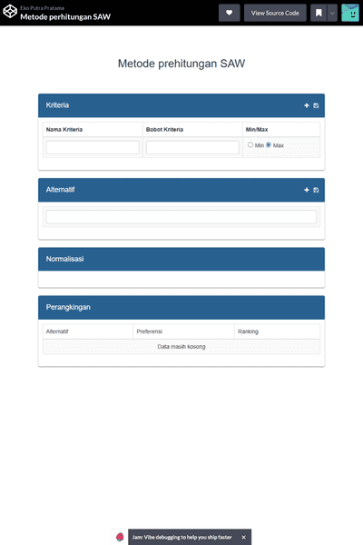 SAW CALCULATOR – DECISION SUPPORT TOOL